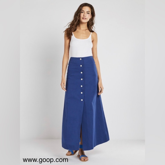 Jill Stuart Justina High-Waist Snap-Front Maxi Skirt Lapis Sz 0 *NWT* - Picture 9 of 9